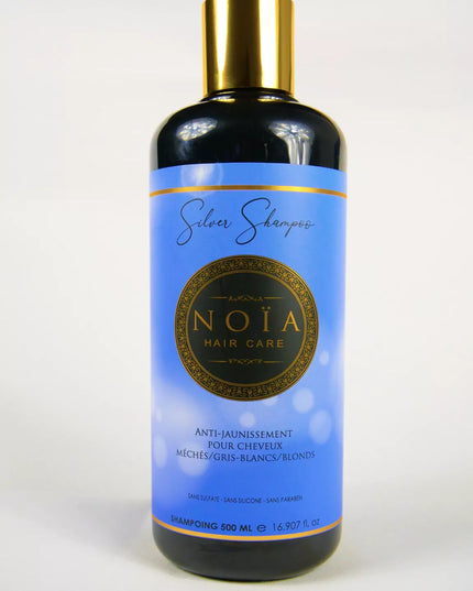 NOÏA HAIRCARE  Shampoing Silver Anti-jaunissement pour cheveux méchés/gris-blancs/blonds-500ml