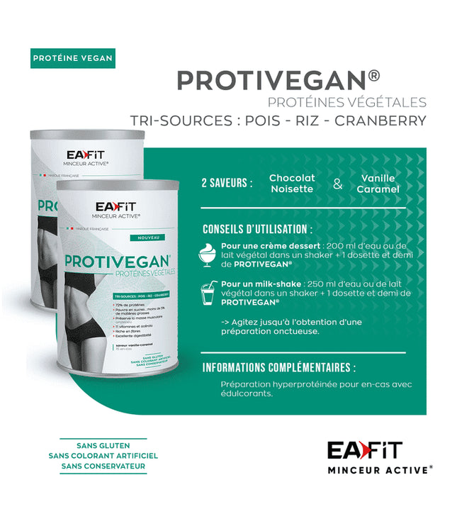 EAFIT PROTIVEGAN Protéines Végétales Saveur Chocolat Noisette - 450g