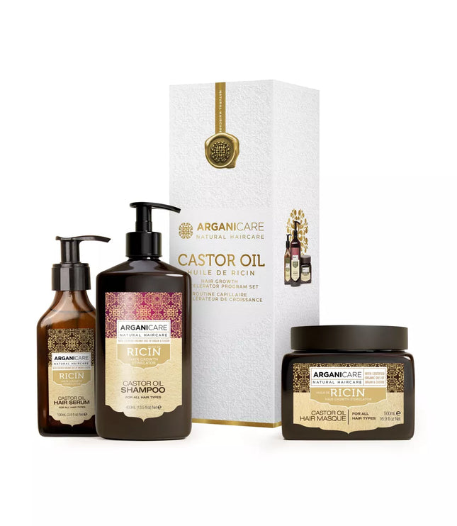 ARGANICARE | Shampoing + Masque + Sérum Ricin | Accélérateur de Croissance