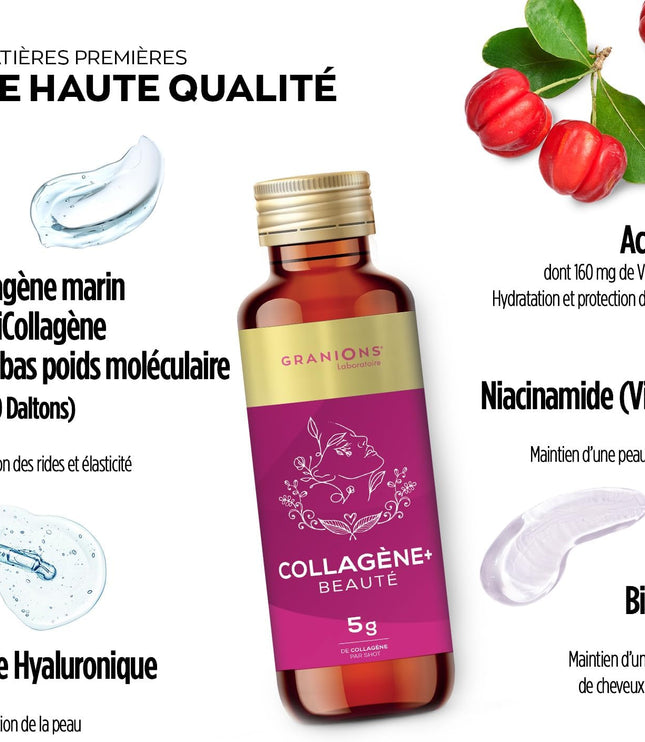 GRANIONS COLLAGENE + BEAUTÉ Goût Fruits Rouges - 8 Shots