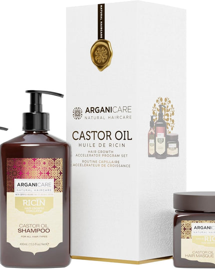 ARGANICARE | Shampoing + Masque + Sérum Ricin | Accélérateur de Croissance