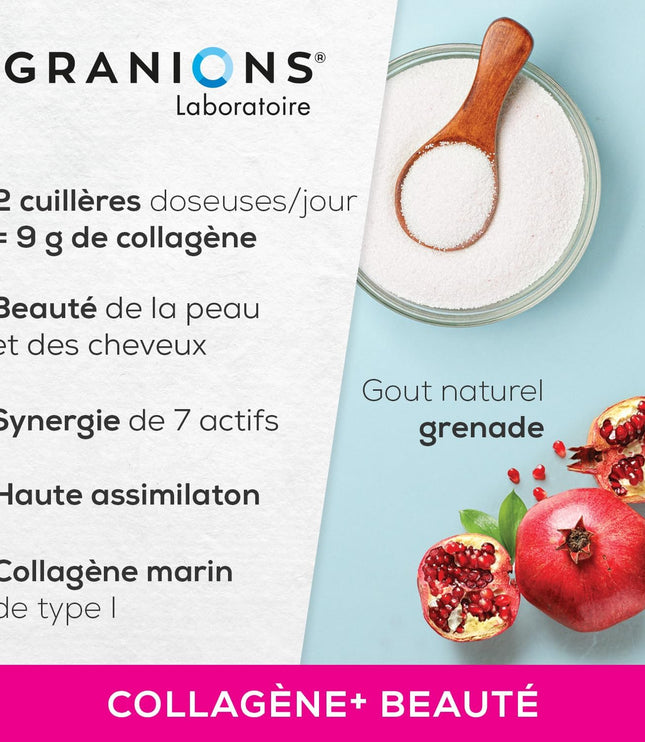 GRANIONS COLLAGENE + BEAUTE Peau et Cheveux - Poudre Parfum Grenade 275g