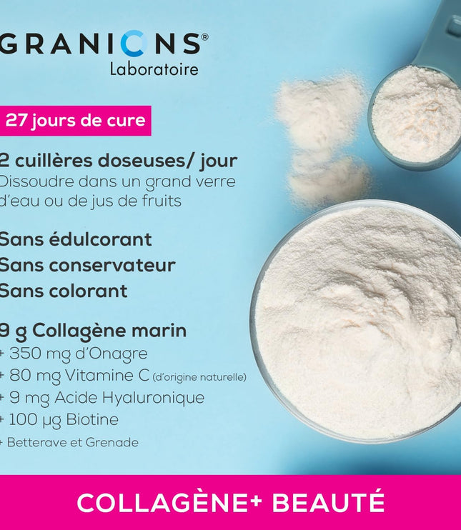 GRANIONS COLLAGENE + BEAUTE Peau et Cheveux - Poudre Parfum Grenade 275g
