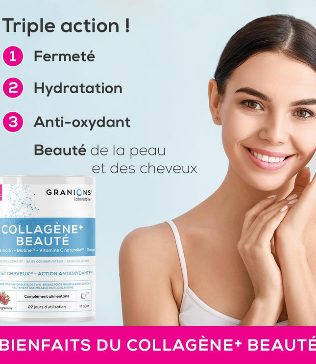 GRANIONS COLLAGENE + BEAUTE Peau et Cheveux - Poudre Parfum Grenade 275g