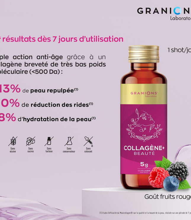 GRANIONS COLLAGENE + BEAUTÉ Goût Fruits Rouges - 8 Shots