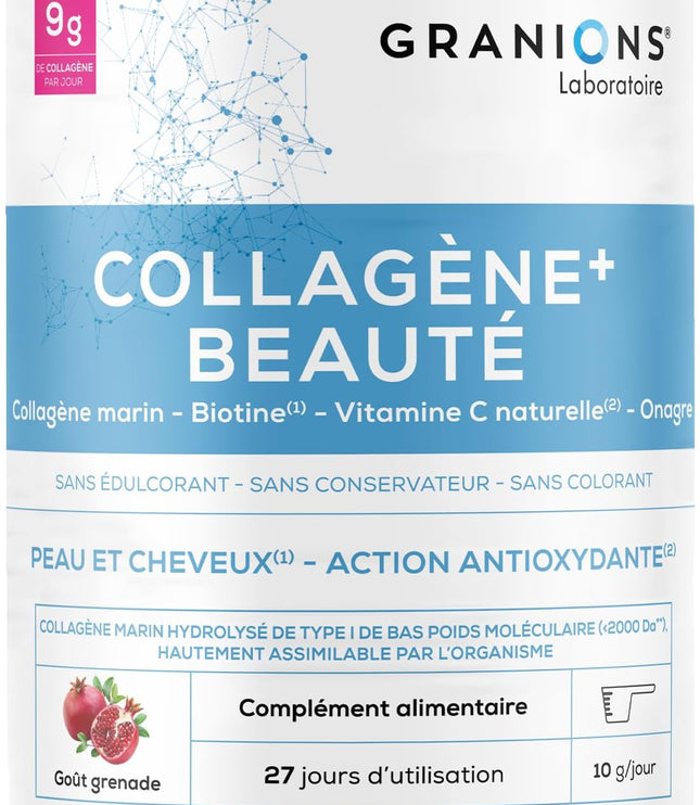GRANIONS COLLAGENE + BEAUTE Peau et Cheveux - Poudre Parfum Grenade 275g
