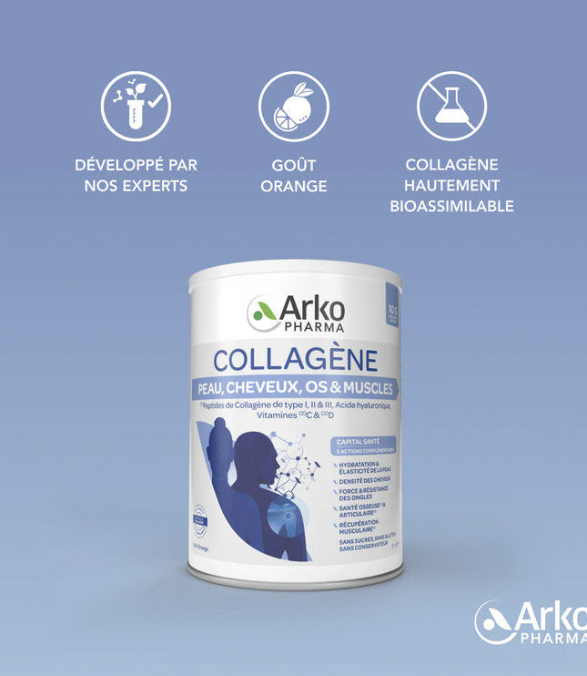 ARKOPHARMA COLLAGÈNE Peau Cheveux Os et Muscles - Poudre 260g