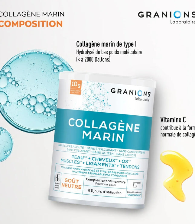 GRANIONS COLLAGENE MARIN Type 1 Goût Neutre - 285g