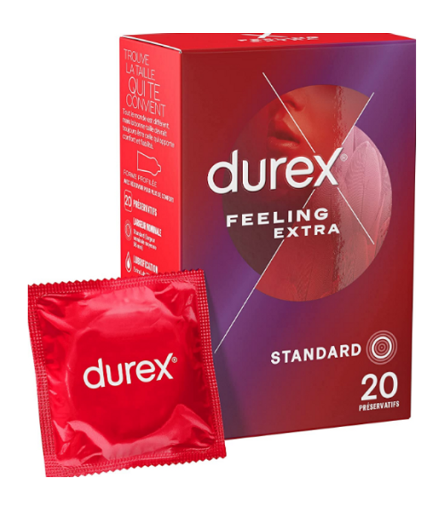 DUREX FEELING EXTRA Taille Standard - 20 Préservatifs