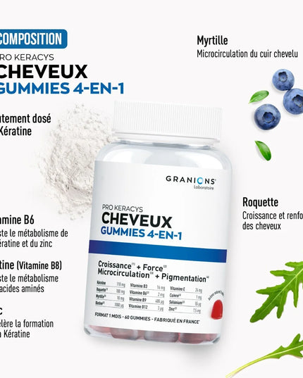 GRANIONS PRO KERACYS Cheveux 4 en 1 - 60 Gummies