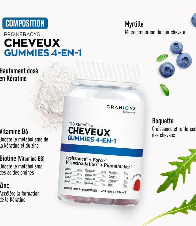 GRANIONS PRO KERACYS Cheveux 4 en 1 - 60 Gummies
