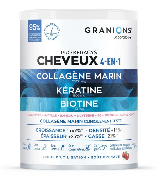 GRANIONS PRO KERACYS Collagène Cheveux 4 en 1 Poudre - 300g