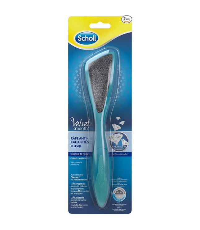SCHOLL VELVET SMOOTH Râpe Pieds Anti-Callosités Double Face Cristaux De Diamants